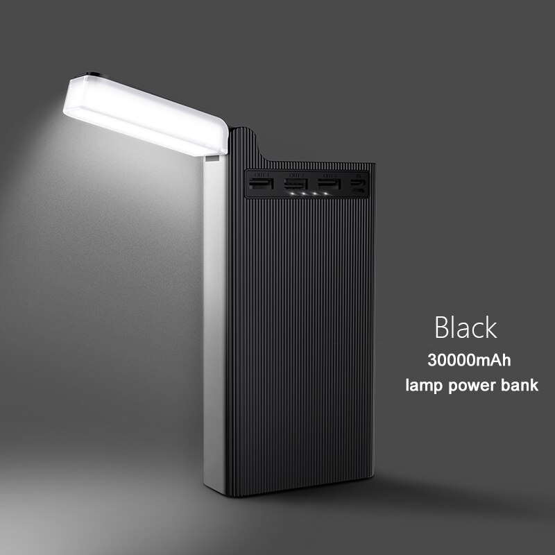 HOCO 30000 mAh Power Bank lampada da tavolo 30000 mAh Powerbank per Xiaomi iPhone 11 caricabatterie esterno portatile Samsung Poverbank: Black