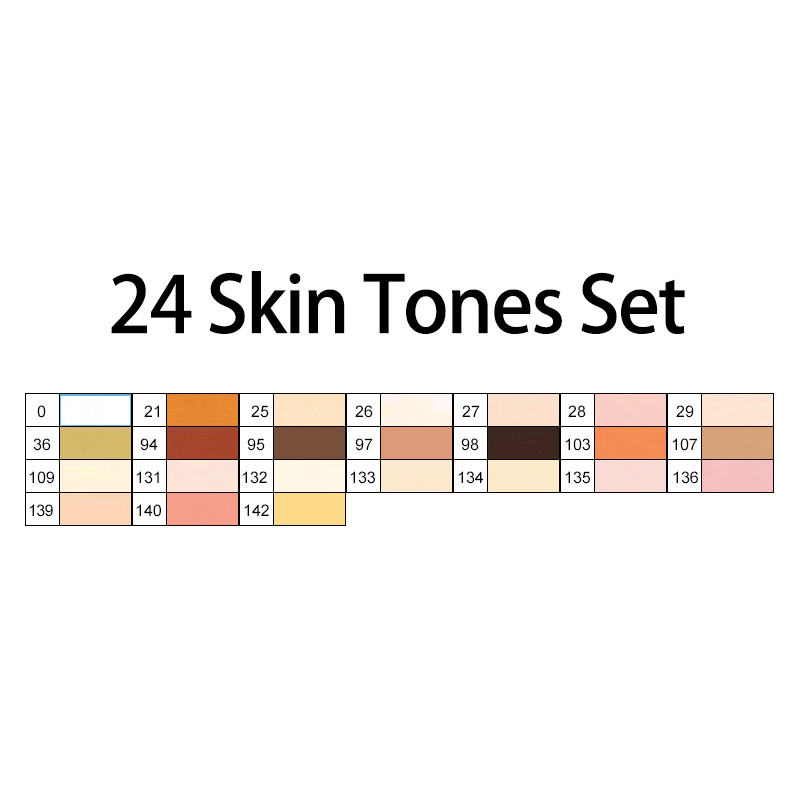 TOUCHNEW 80 Colors Soft Brush Markers Pen Dual tips Alcohol Based Markers set for Manga Drawing Animation Art Supplies: 24 shin tone colors