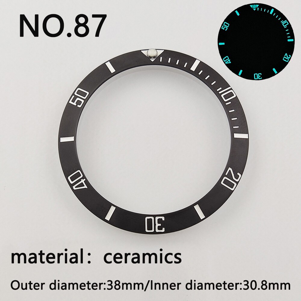 38*30.8mm Sloping Super Luminous Ceramic Bezel Insert Divers Replacement of watch accessories parts: NO.87