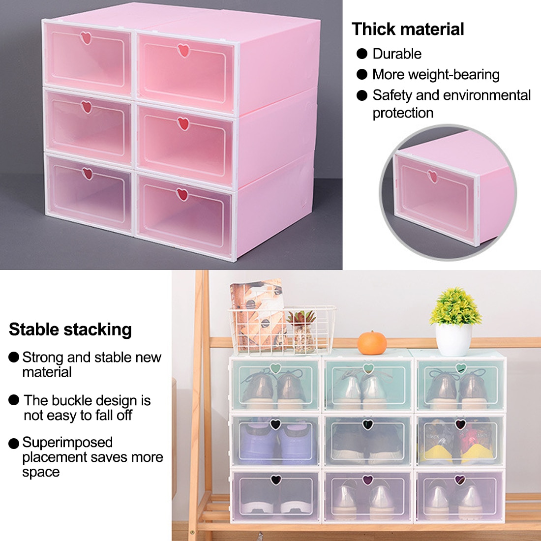Transparent shoe box storage shoe boxes thickened dustproof shoes organizer box can be superimposed combination shoe cabinet
