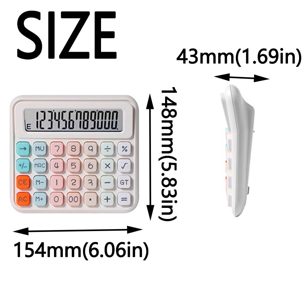 Cute 12 Digits Calculator Easy To Use Portable Finance Calculator Battery Operated Prevent Slipping Student Calculator Business