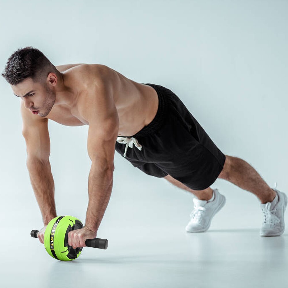 AB Wheel Roller Kit Abdominal Wheel Set with Push-Up Bar Jump Rope Hand Gripper and Knee Pad Home Gym Workout Equipment