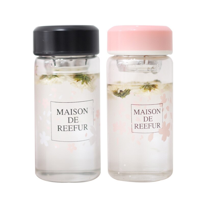 Cherry Blossom Glas Cup Met Doek Cover Bloem Thee Transparante Cup 020 Y