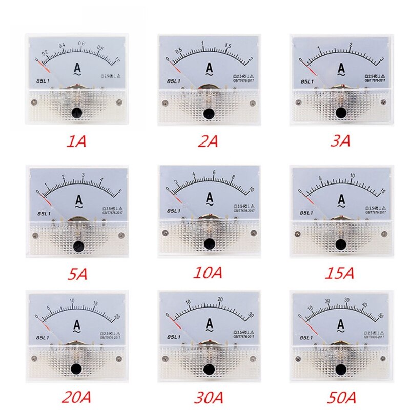 M6CF 85L1 AC Panel Meter Analog Panel Ammeter Dial Current Gauge Pointer Ammeter