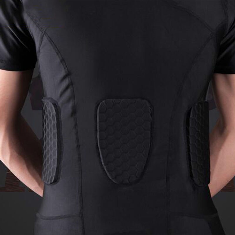 Men's Rib Protector Padded Vest Compression Shirt Training Vest with 3-Pad for Football Soccer Basketball Hockey Protective Gear