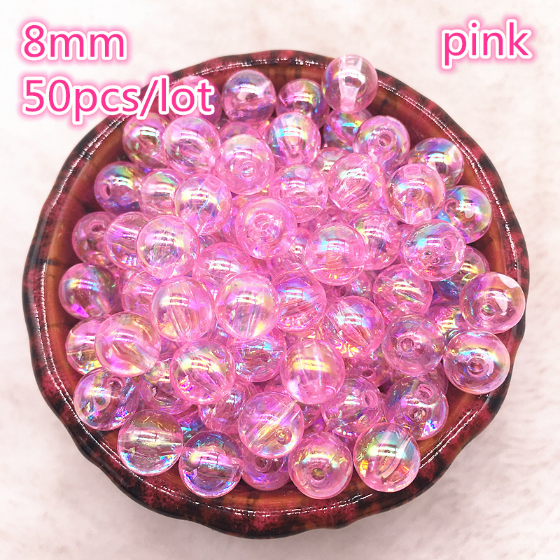 50 stuks 8mm AB Kleur Ronde Acryl Kraal Losse Spacer Kralen Voor Sieraden Maken DIY Armband: 11