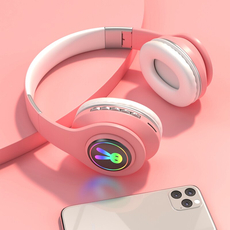 Wireless Cat Ear Headphones - Bluetooth 5.0 - LED Lights - 10h Playtime - TF Card/Aux - With Mic