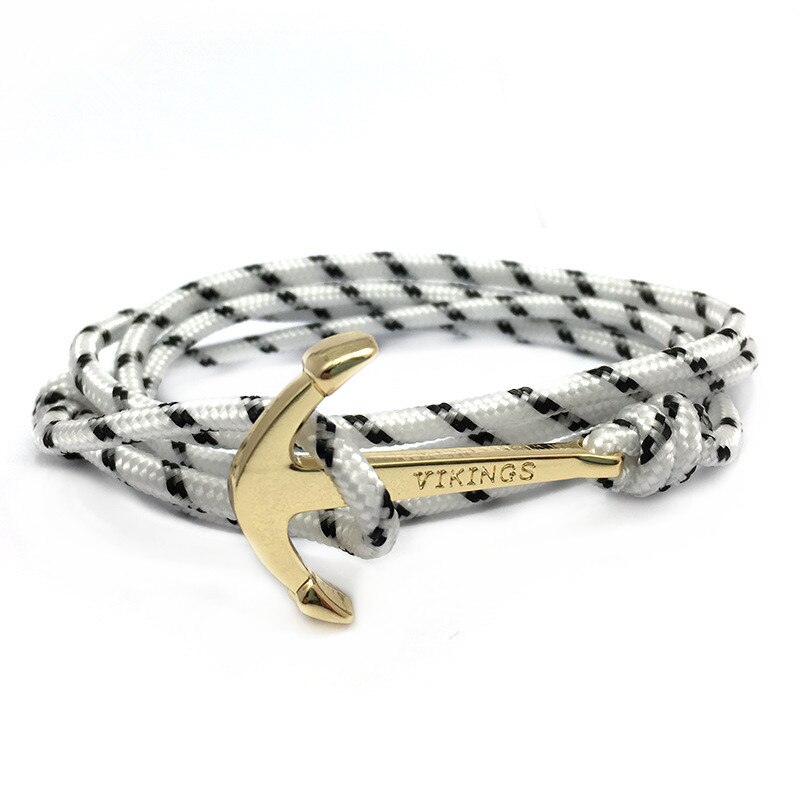 Retro Vikings Bracelet For Men Women Popular Male Multilayer Wrap Bangle Gold Color Handmade Anchor Bracelets SL017: 20