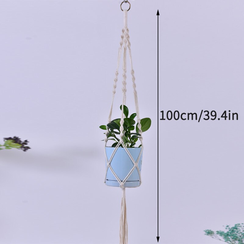 Vintage Hanging Flowerpot Net 100% Cotton Handmade Hanging Baskets Macrame Plant Hangers Flowerpot Holder Basket Home Decor