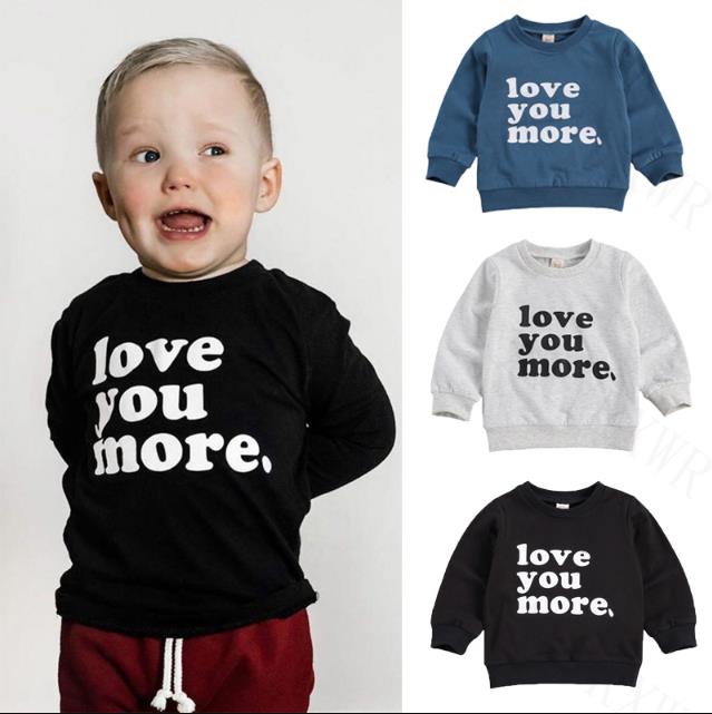 Sudaderas de manga larga con cuello redondo para niños y niñas, suéter informal con letras estampadas, abrigos, Tops
