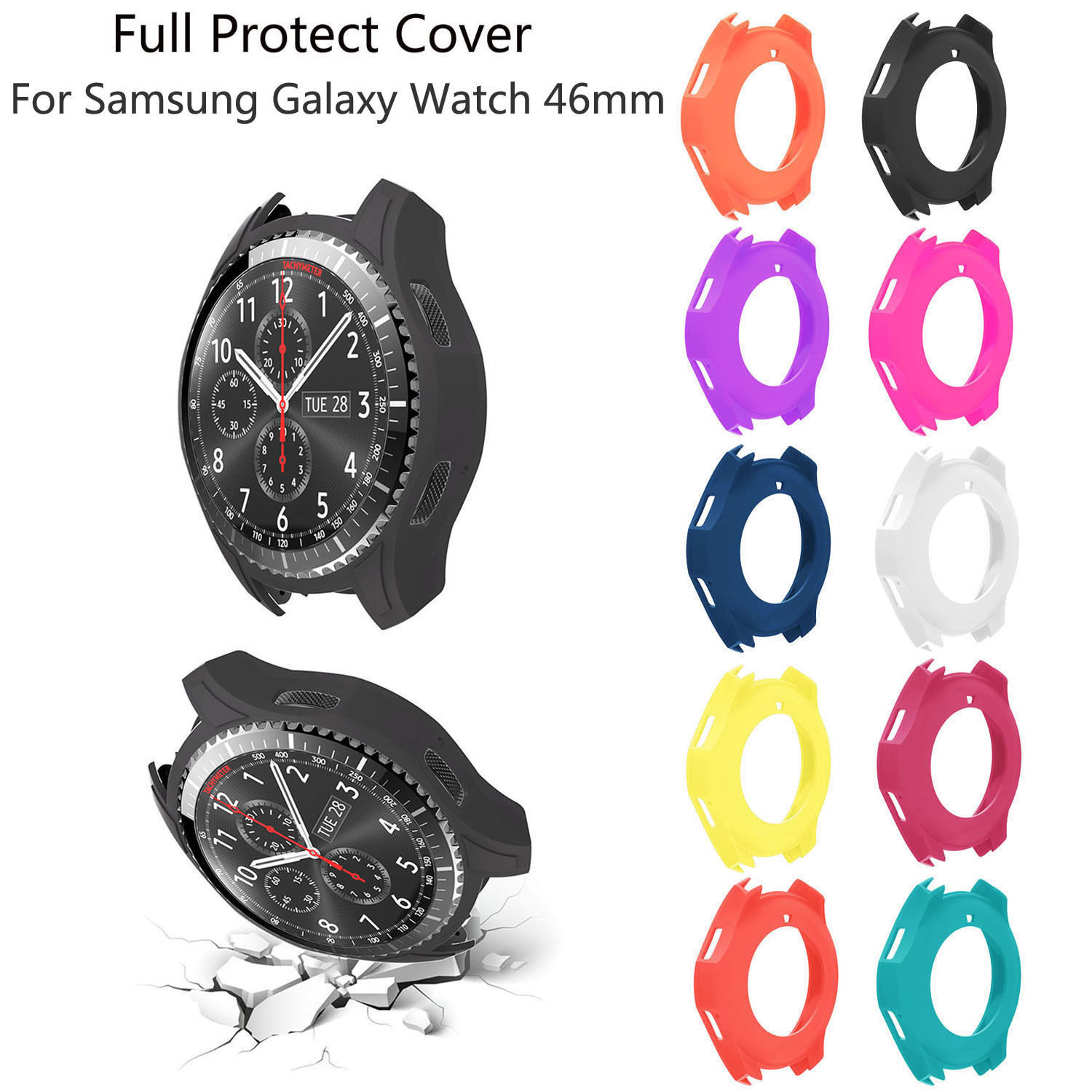 Slim TPU Smart Horloge Beschermhoes voor Samsung Galaxy Horloge 46mm Frame Silicone Cover Smartwatch Accessoires