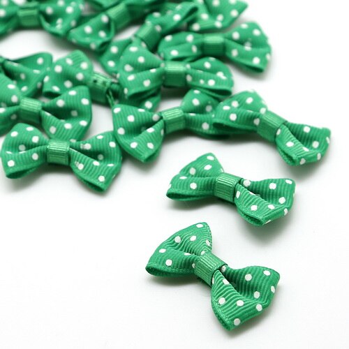 Mini lazo de cinta de satén hecho a mano para manualidades, decoración de pajarita y horquillas para niños, 4x2,5 cm, 25 unids/lote: Green