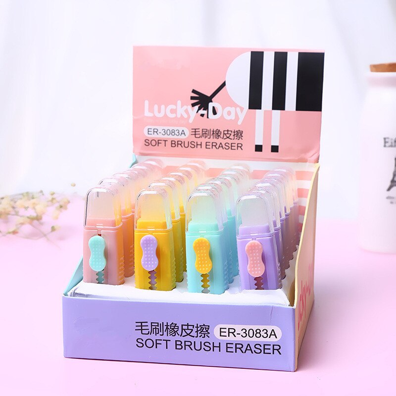 Eraser Telescopic Eraser for Kids Pick Roller Push-pull Rubber Erasers with Brush Penciles Accessories School Supplie