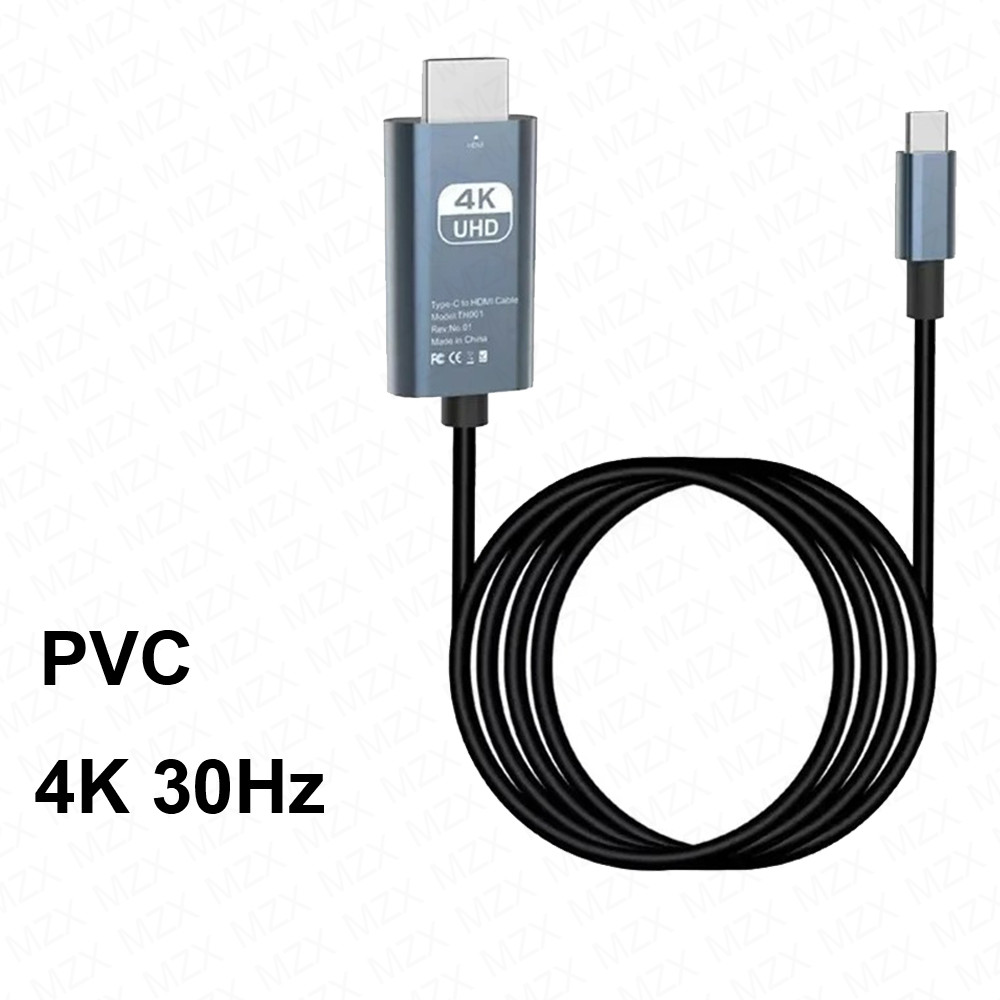 Kabel USB-C robić HDMI 4K 30Hz/60Hz 2m 6.56ft adapter Wideo z Oplotem PVC robić HDTV TV PC laptop Akcesoria: BIAŁY