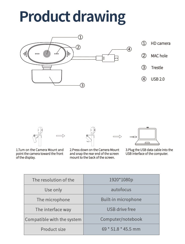 1080P HD Webcam Built-in Microphone High-end Video Call Camera Computer Peripherals Web Camera For PC Laptop Net Class