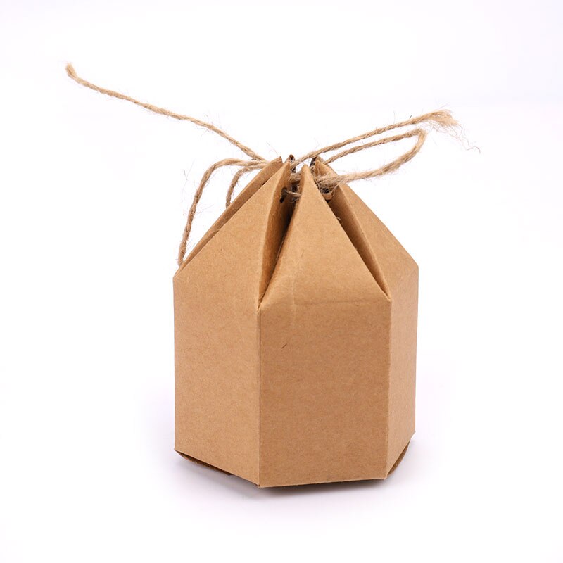 50 pçs forma hexágono favores do casamento caixas de embalagem de presente criativo papel kraft favores doces presente dragee caixa sacos