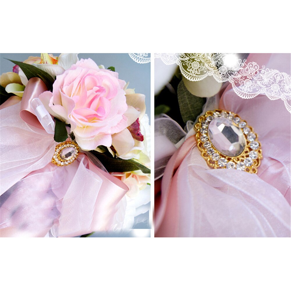 Ramos De boda De cascada, flores artificiales, perlas, cristal azul y blanco,