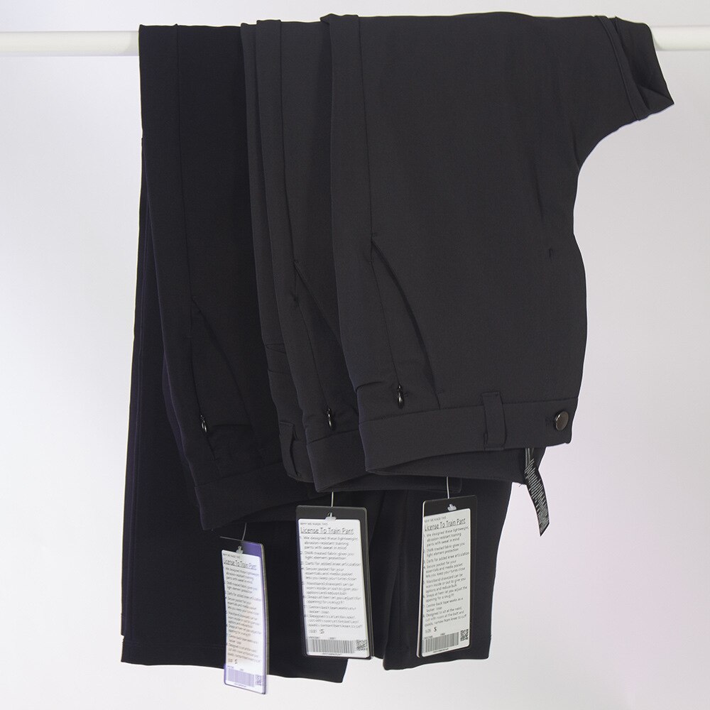 Lulu Commission Sweat Pants Men Black Workout Elastic Sweatpants Zipper Fitness Full Length Jogging Pants with Pocket Trousers