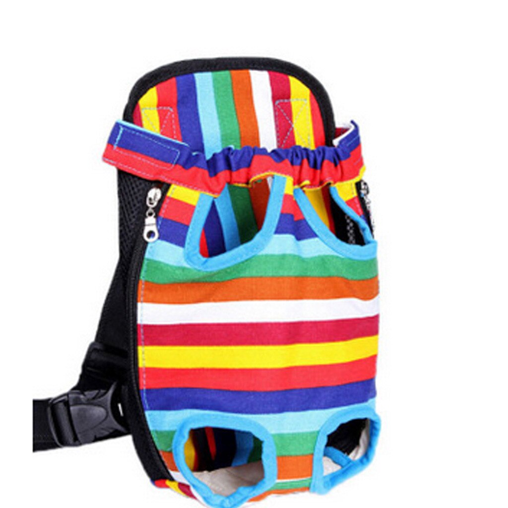 Dog Cat Pet Dog Puppy Carry Front Back Carrier Outdoor Backpack Bag With Cute Rainbow Pattern Pets Support Travel Backpack: multicolor / XL