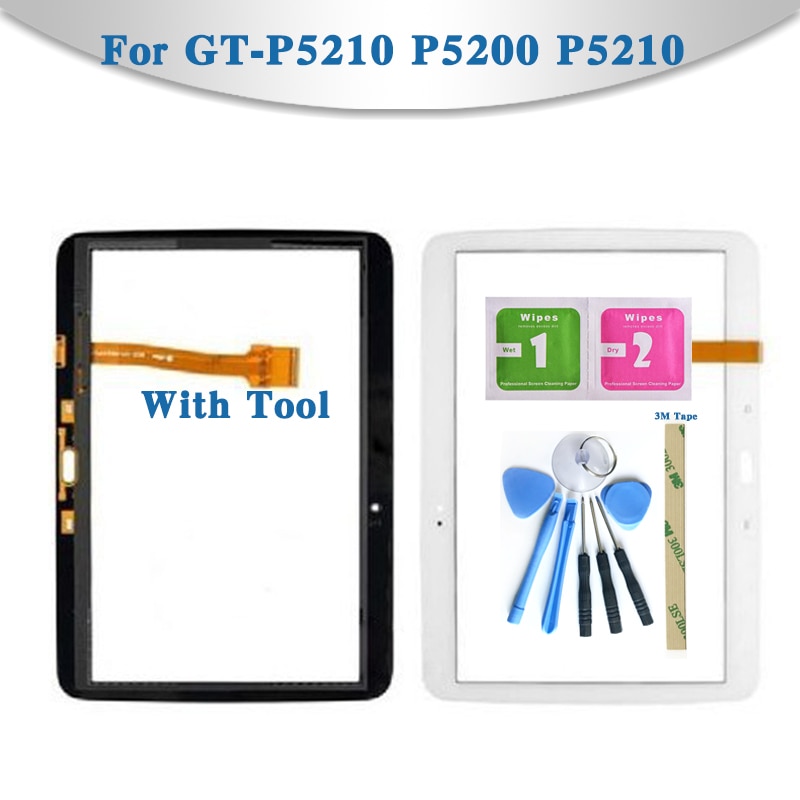 10.1 " voor samsung galaxy tab 3 10.1 gt-p5210 p5200 p5210 tablet touchscreen digitizer sensor voorste buitenste glazen lenspaneel