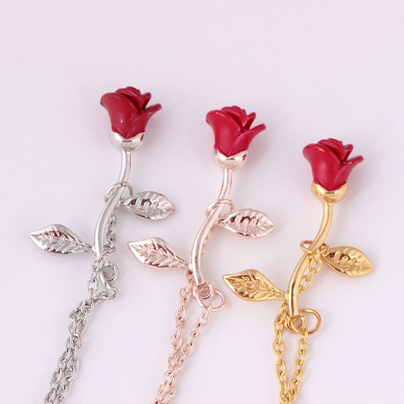 Rose Armband Simple Charms Bloem Legering Armbanden Armbanden Rode Roos Accessoires Voor Sophisticated Vrouwen Sieraden N06