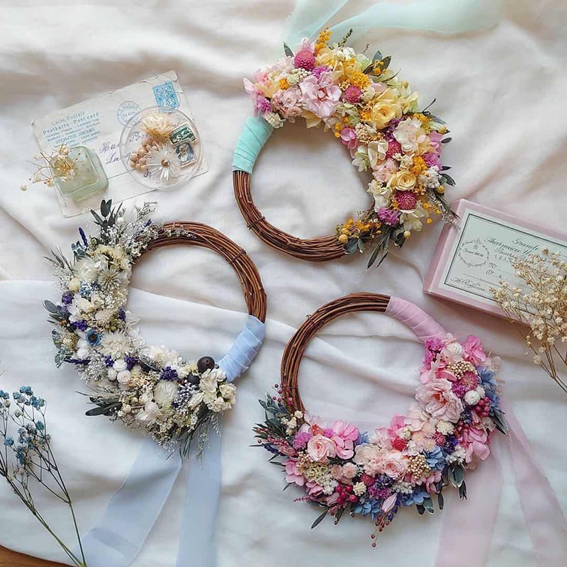 10-40Cm Natuurlijke Rotan Krans Guirlande Jaar Kerst Krans Deur Decoratie Bruiloft Decoratie Hawaii Feestartikelen