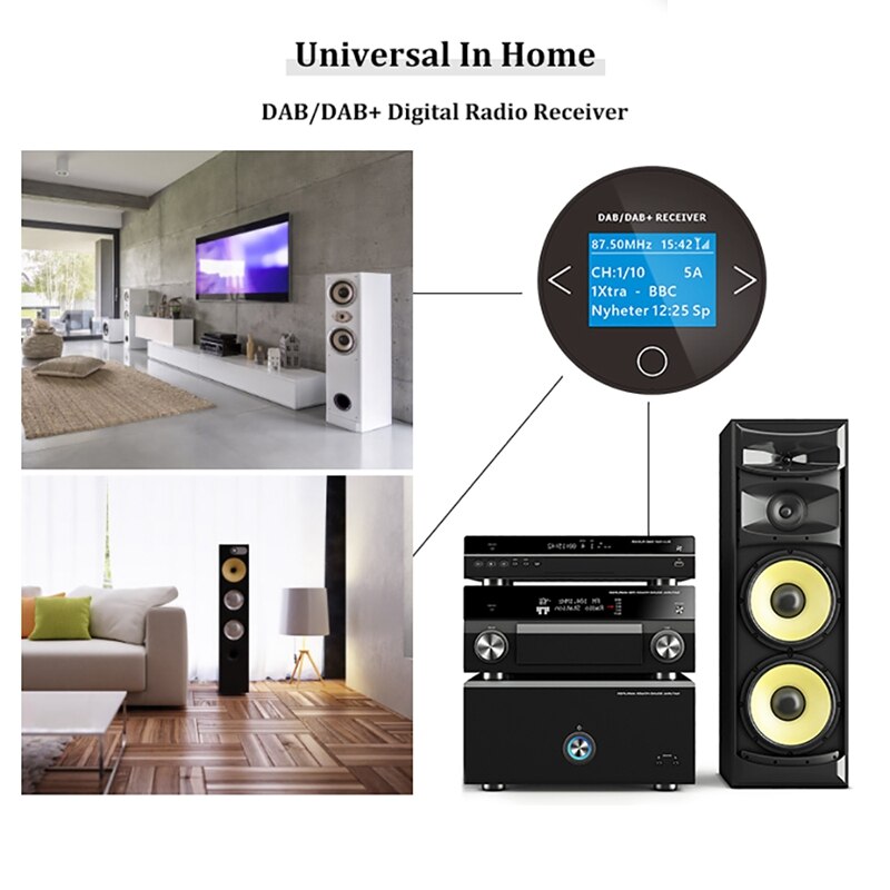 Bil ratt fjernkontroll knapp dab radio adapter bærbar dab digital radio fm sender musikk mottaker