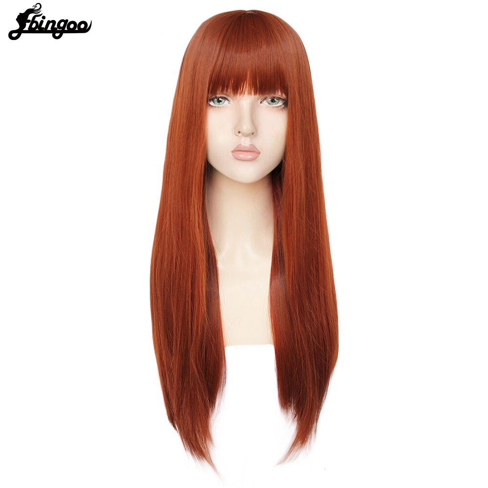 Ebingoo】-gorro de pelo + fibra blanca de alta temperatura, peluca larga de pelo sintético con flequillo para mujer, color blanco, gris, marrón y rosa
