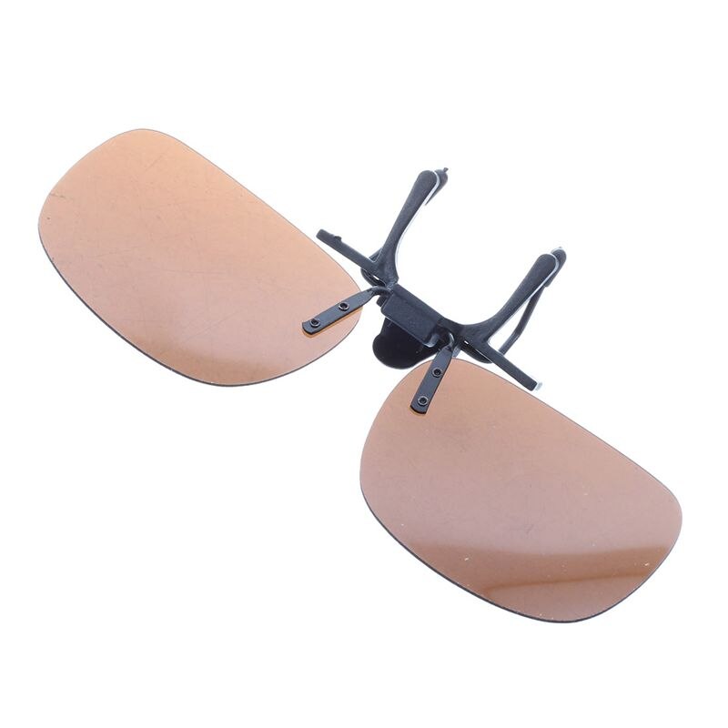 Gafas de sol polarizadas Unisex color marrón oscuro rectángulo abatible hacia arriba con Clip