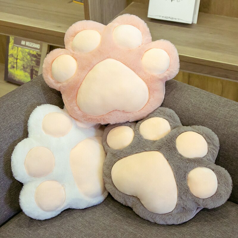 35*26cm Cute Cat Paw Warm Hands Pillow With Holes Colorful White Pink Grey Brown Animal Paw Cushion For Winter Christmas