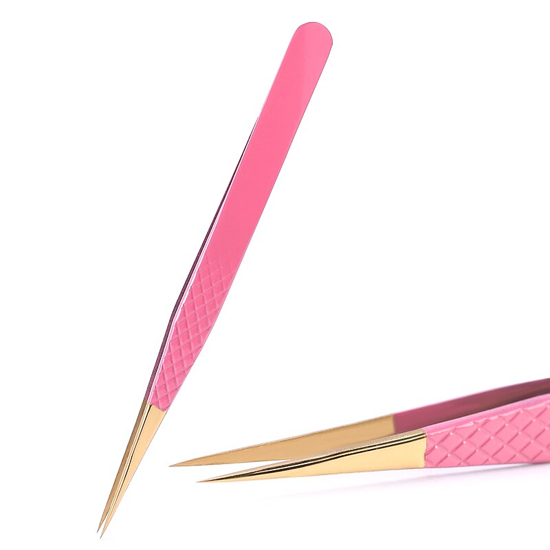 1 Pc biało-złoty pęseta do rzęs antystatyczna do przedłużania rzęs zestaw ze stali nierdzewnej Beauty precyzyjna pęseta narzędzia do makijażu: 16