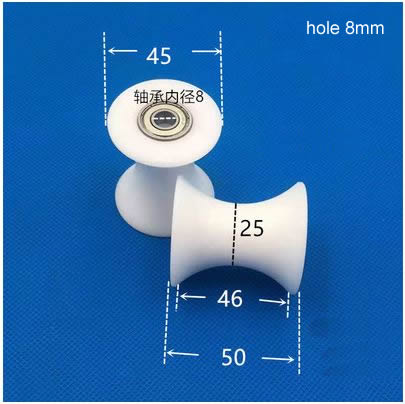 U-groef nylon katrol U-vormig Spoorwiel diameter 40 mm 50 mm 60 mm 70 mm 80 mm 120 mm Verschillende maten Geleidingsrol steunrol: WHITE