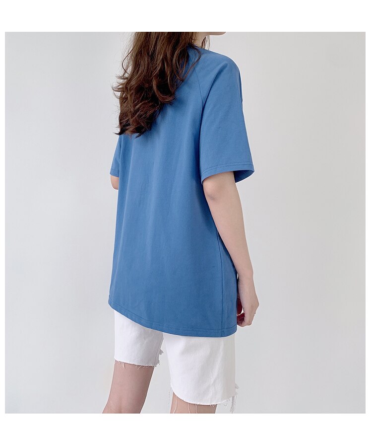 Patrón de cervatillo azul de Enfermería de algodón camiseta de talla grande ropa de maternidad posparto ropa talla grande maternidad camisetas embarazada 9179