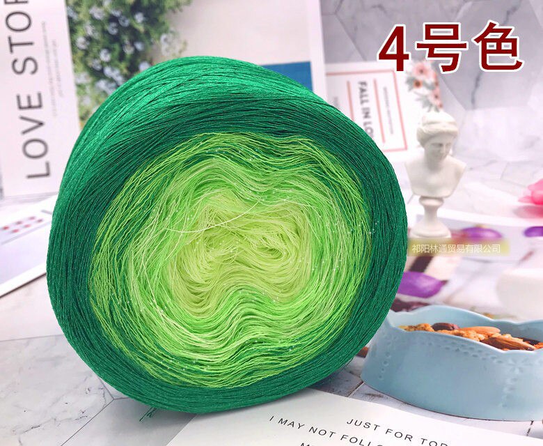 300g tårta bollform virkgarn bomull lin space dye stickgarn ylle linne blandat garn handstickning melerad garn  t52: Färg 4