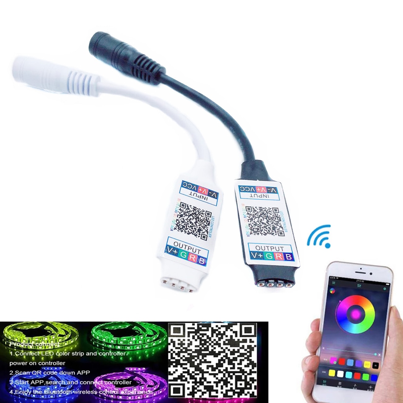Mini Rgb Bluetooth Controller Dc 5V 12V 24V Muziek Bluetooth Led Controller Light Strip Controller Voor Rgb led Strip