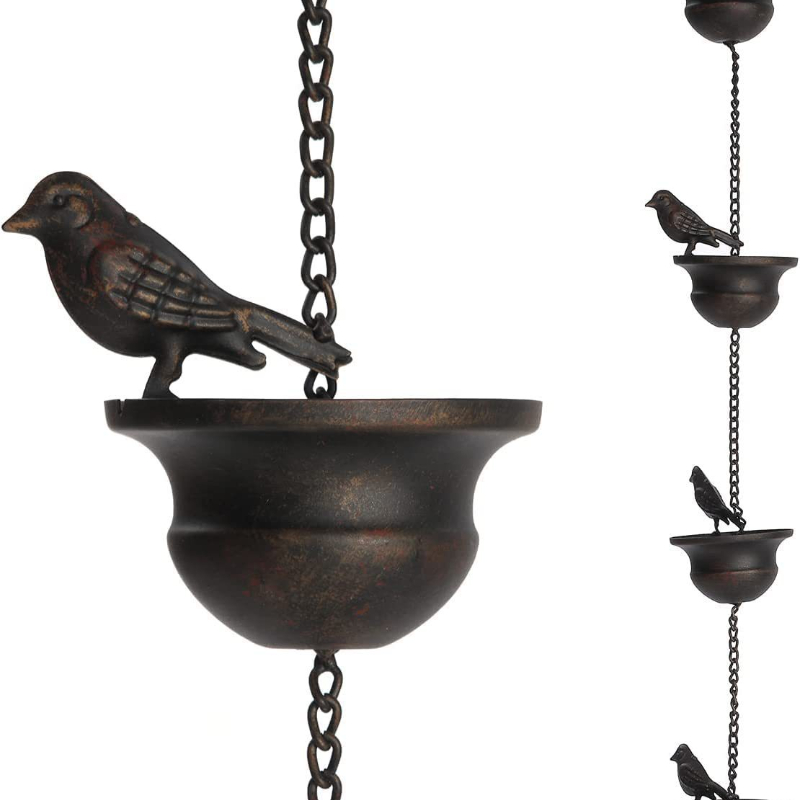 Creatieve Vogels Op Cups Metalen Regenketting Regenvanger Voor Goot Dak Decoratie Metalen Drainage Regenketting Downspout Tool