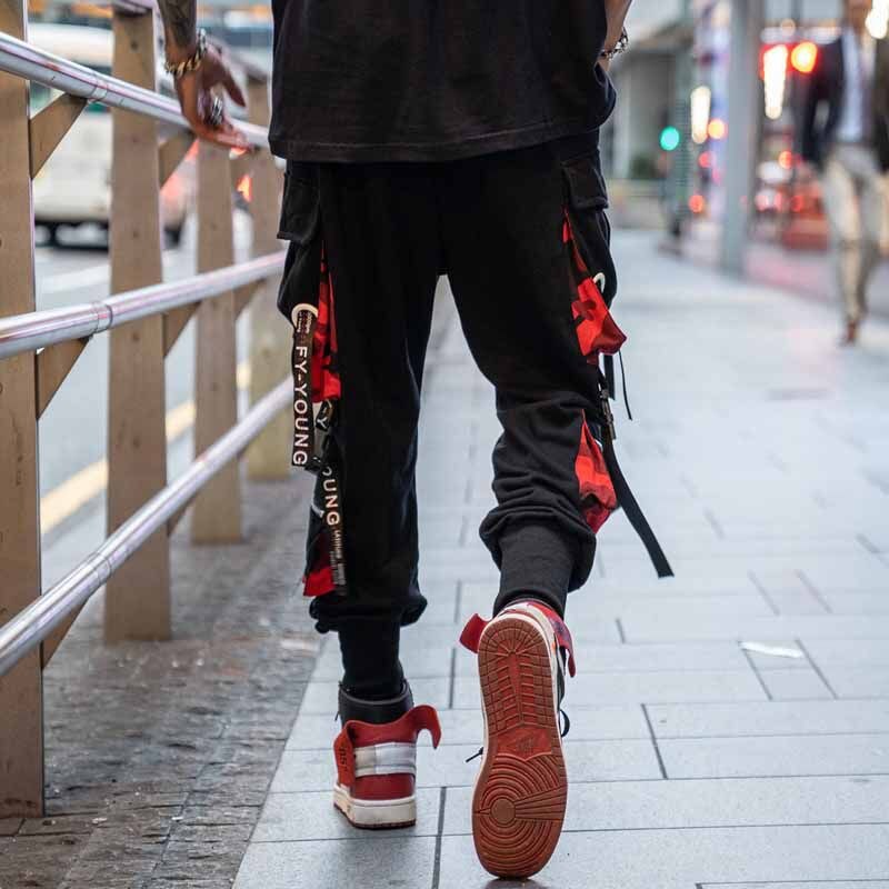 Pantalones Cargo Parkour de estilo Hip Hop para hombre, pantalón de chándal informal, con bolsillos, Color de bloque