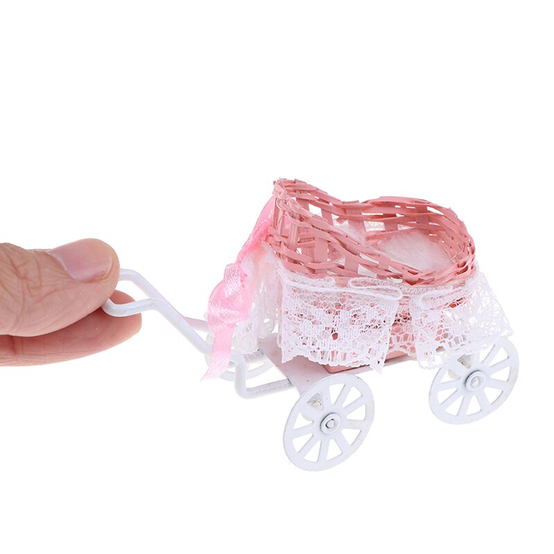 1pc Cute Doll House Decor Miniature Accessories Baby Carriage Model Doll Houses Accessories Toys