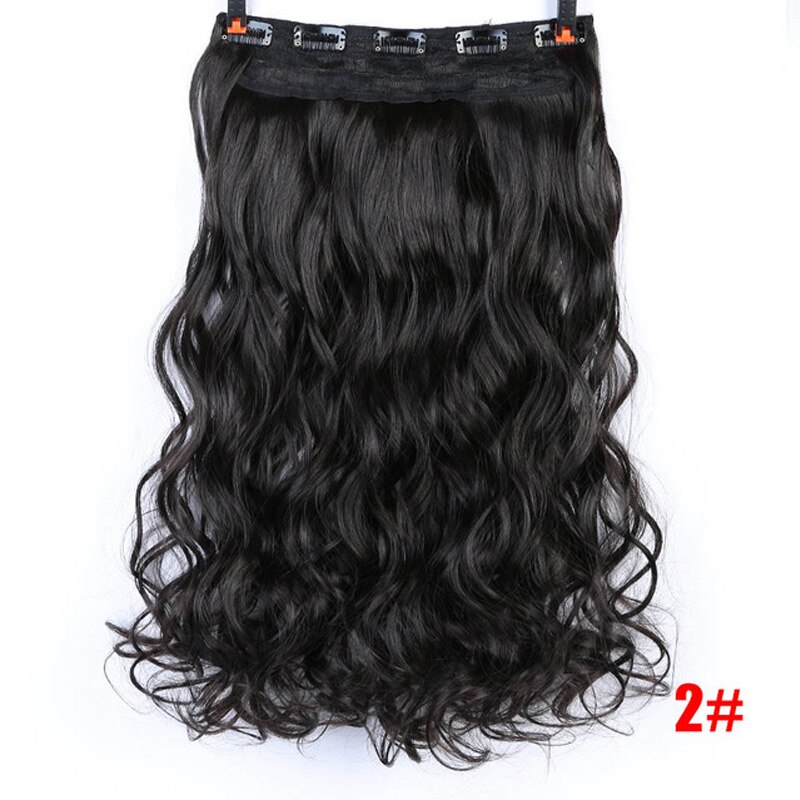 AOSI 40cm 50cm 60cm 80cm 100cm Lange Wellige Frisuren Synthetische 5 Clip in Haar Verlängerung wärme beständig Haarteile Braun Schwarz: 2 / 60cm