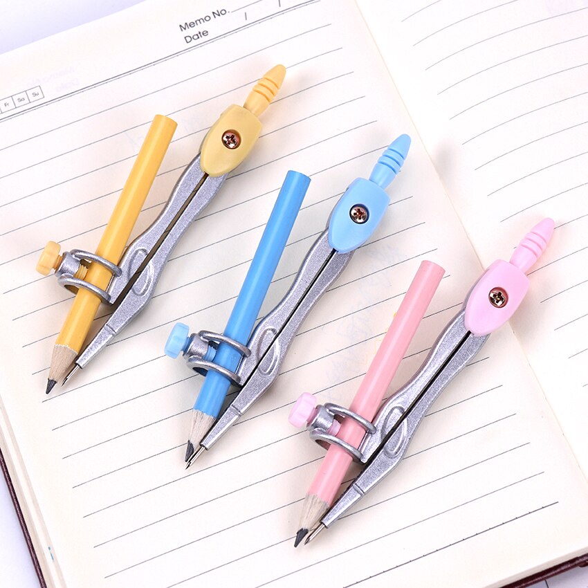 1 Set School Metal Compass Cute Girl Stationery Student Drawing Compasso Geometry Math Drafting Tools (Included Box Pencil)