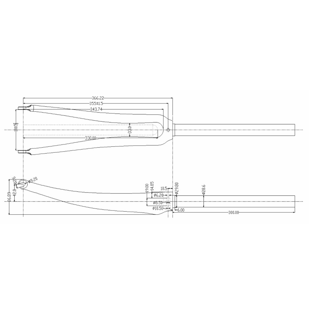 Full Carbon Vork 700C Racefiets Vork Fietsonderdelen Voor Stem Diameter 28.6 Mm V Brake 3K Matt/ glossy