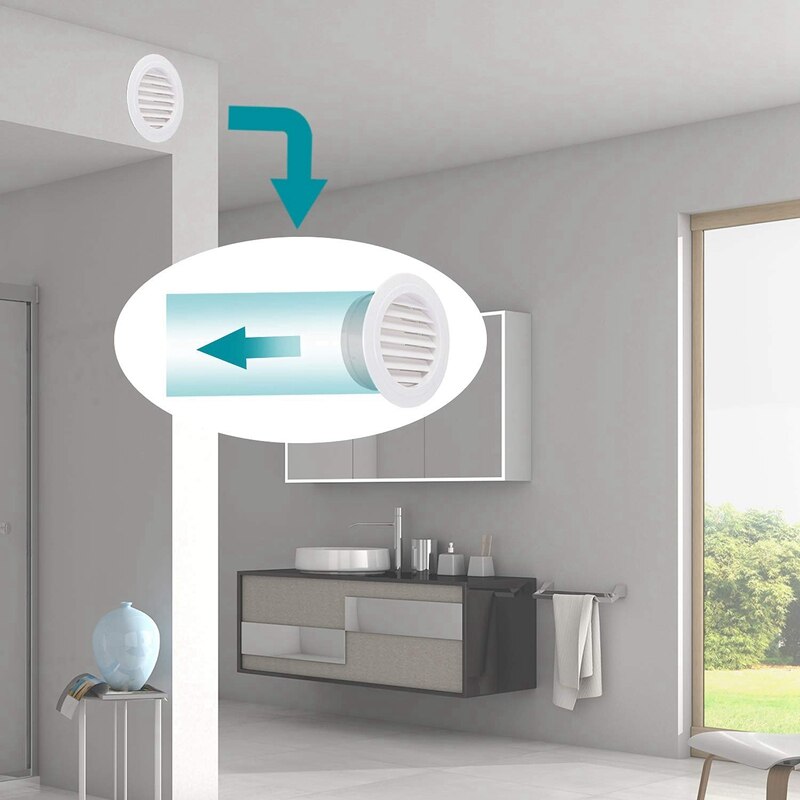 8 Inch Round Air Vent ABS Louver Grille Cover White Soffit Vent with Built-In Fly Screen Mesh for Bathroom Office Kitchen Ventil