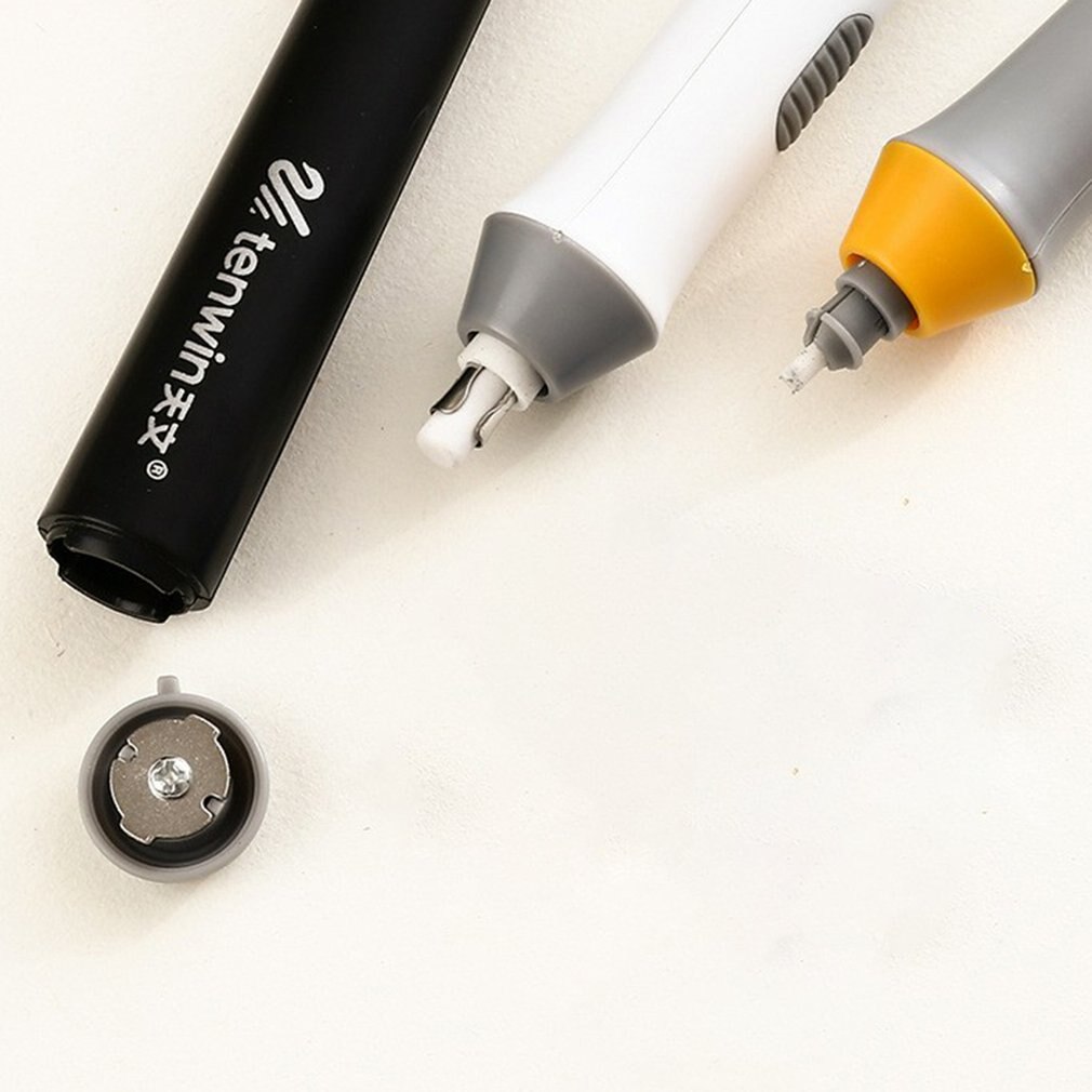 Tenwin Elektrische Gum – Automatische Gum Op Batterijen (2x AAA) Met 22 Vullingen (10x 2,3 Mm & 12x 5 Mm) – Zwart, Lichtgewicht (64g) En Compact