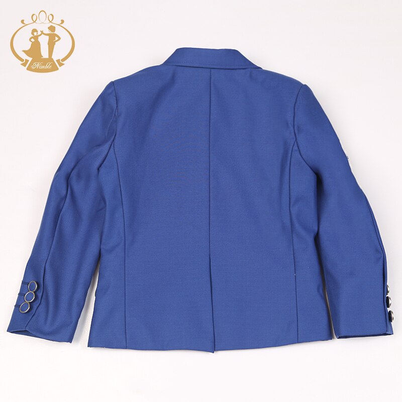 Nimble-Conjunto de 3 piezas para niños, traje azul con botonadura única, para bodas, traje infantil
