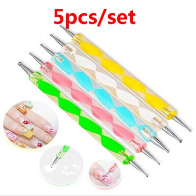 Nail art pensel penne akryl negle børster uv gel neglelak maleri tegne pensler sæt strass håndtag manicure værktøj pensel: Stil 3
