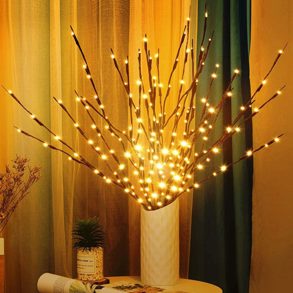 Luces LED de rama brillantes, luces decorativas con pilas, adecuadas para decoración del hogar, bodas, fiestas, festivales, Navidad