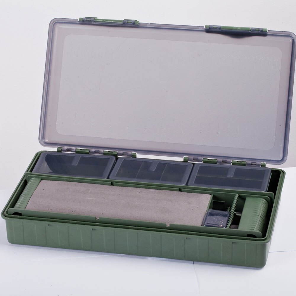 NGT Large 7+1 Carp Fishing Tackle Box Storage System – Hard Case, Includes 18 Hair Rigs + Rig Board, Black