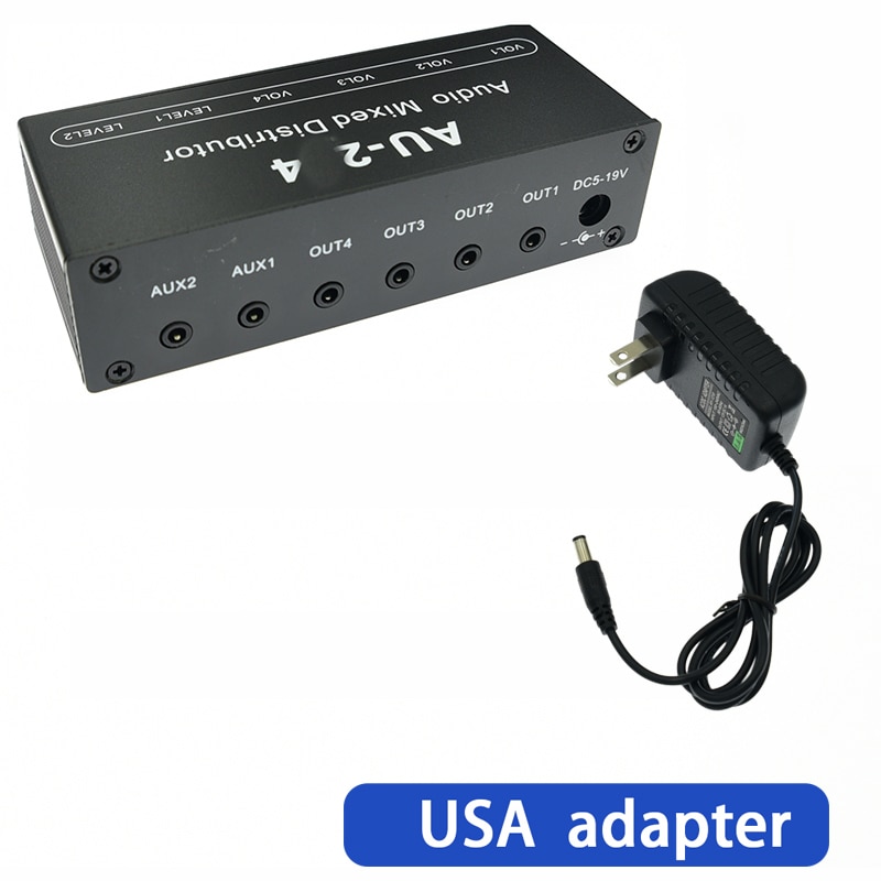 Mikser Audio Stereo dystrybutor przełącznik wyboru sygnału 2 wejście 4 wyjście aux 3.5 MM indywidualnie steruje wzmacniaczem słuchawek: Niebieski