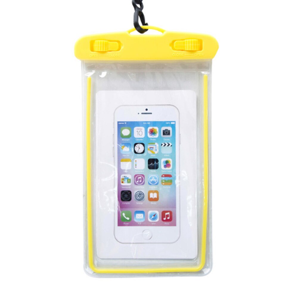 Zwemmen waterdichte tas met lichtgevende onderwater tas mobiele telefoon geval voor alle modellen 3.5 inch-6 inch: gele kleur