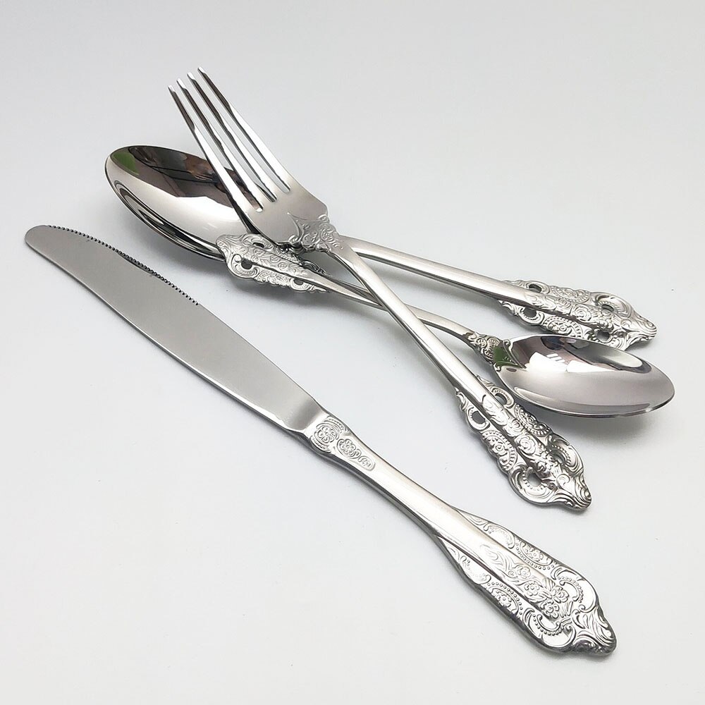 1-Piece Silver Tableware Knife Fork Spoon Dinner Set Mirror Flatware Dinnerware 304 Stainless Steel Cutlery kitchen Silverware